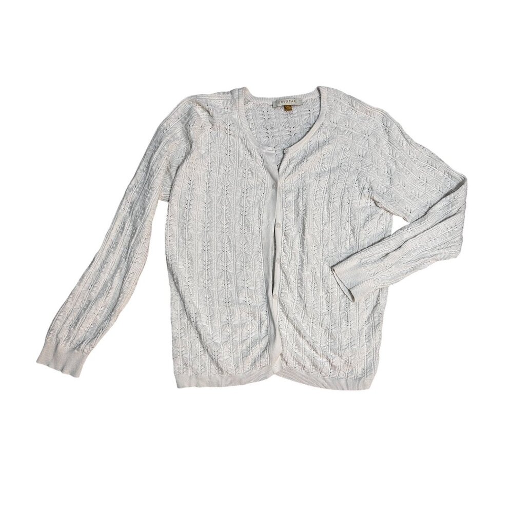 Downeast Womens XL Light Gray Textured Cardigan Sweater 1674